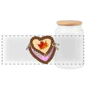 Autumn Creamals Heart Sweet - Panoramic Cookie Jar with Wooden Lid - white - Front