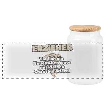 Educators Everyday adventures with chaos artists - Panoramic Cookie Jar with Wooden Lid - white - Front
