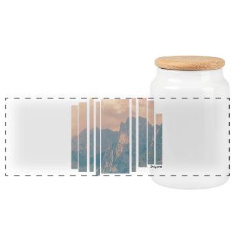 Jacaranda Kaiserblick  - Panorama Keksdose mit Holzdeckel - Weiß - Vorne