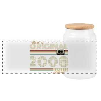 2008 Vintage Retro Geburtstagsgeschenk - Panorama Keksdose mit Holzdeckel - Weiß - Vorne