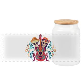 Dia de los Muertos Gitarren-Skelett Duo Outfit Top - Panorama Keksdose mit Holzdeckel - Weiß - Vorne