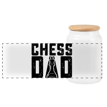 Schach Papa Lustiger Schachspieler Vater - Panorama Keksdose mit Holzdeckel - Weiß - Vorne