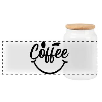 Coffee_Smile - Panorama Keksdose mit Holzdeckel - Weiß - Vorne