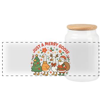 Noël juste une famille d’oies joyeuses - Boîte à biscuits avec couvercle en bois - blanc - Devant