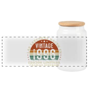 Original 1996 Vintage Rétro Cadeau d’anniversaire - Boîte à biscuits avec couvercle en bois - blanc - Devant