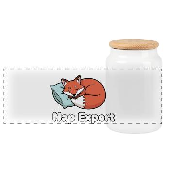 Nap-Experte Fuchs - Panorama Keksdose mit Holzdeckel - Weiß - Vorne