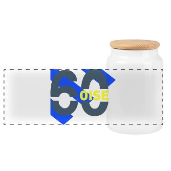 Logo der Oise 60 - Panorama Keksdose mit Holzdeckel - Weiß - Vorne