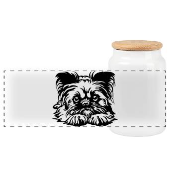 Brüsseler Griffon Kopf - Panorama Keksdose mit Holzdeckel - Weiß - Vorne