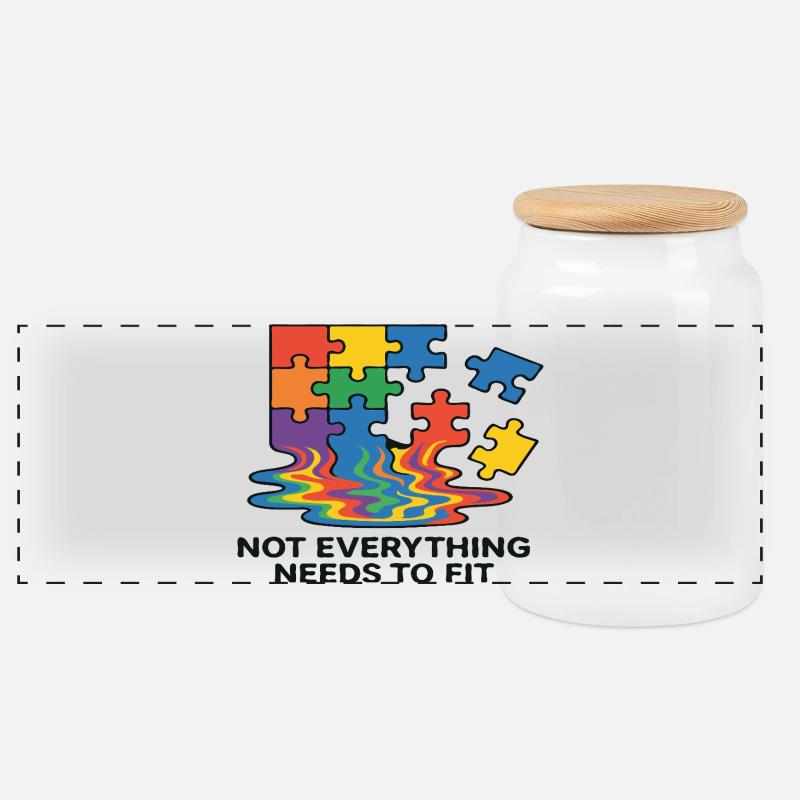 Nicht alles passt zum Regenbogen-Puzzle - Panorama Keksdose mit Holzdeckel - Weiß