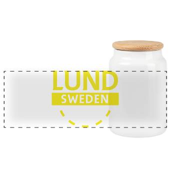 Lund, Schweden, Stadtlogo - Panorama Keksdose mit Holzdeckel - Weiß - Vorne