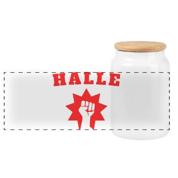 hall - Panoramic Cookie Jar with Wooden Lid - white - Front