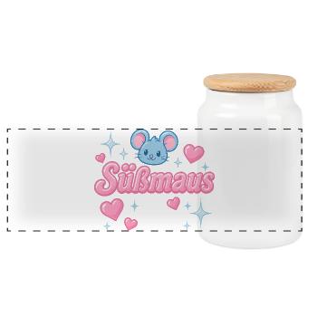 Sweet Mouse - design de déclaration y2K - Boîte à biscuits avec couvercle en bois - blanc - Devant