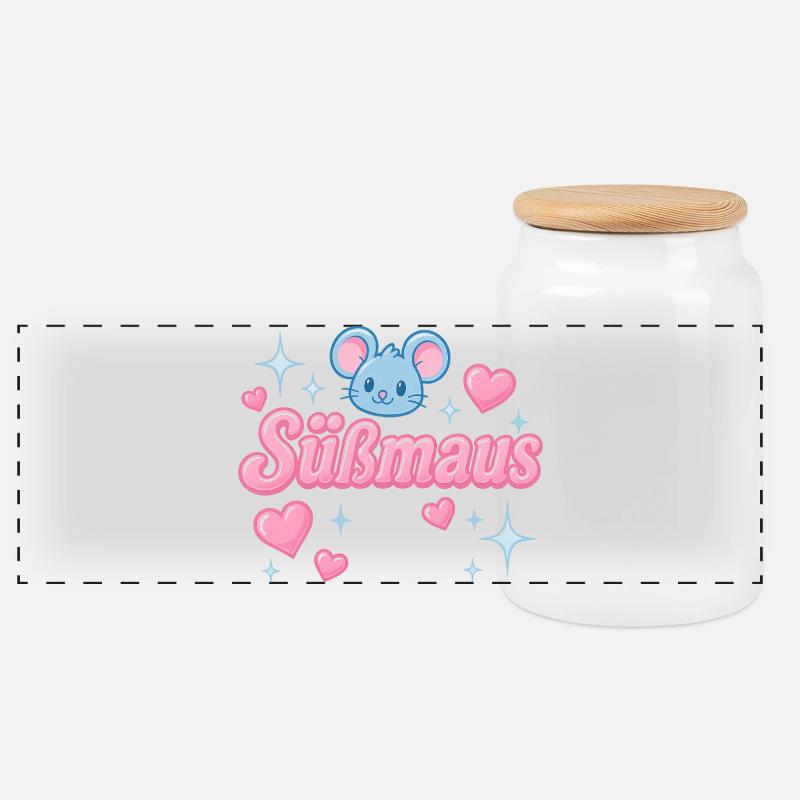 Süßmaus - y2K statement design - Panorama Keksdose mit Holzdeckel - Weiß