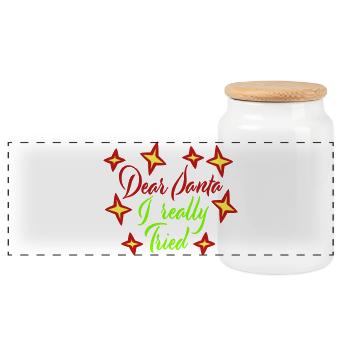 Cher Père Noël, j’ai vraiment essayé l’humour de Noël drôle - Boîte à biscuits avec couvercle en bois - blanc - Devant