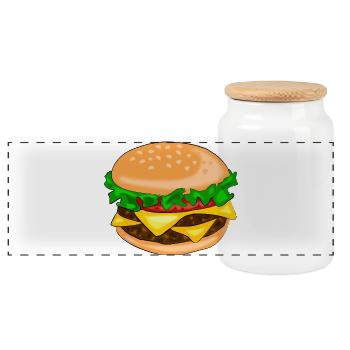 hamburger - Panoramic Cookie Jar with Wooden Lid - white - Front