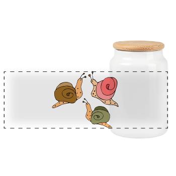 Snails - Panoramic Cookie Jar with Wooden Lid - white - Front
