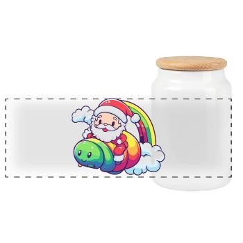 Wurm Weihnachtsmann Weihnachten - Panorama Keksdose mit Holzdeckel - Weiß - Vorne