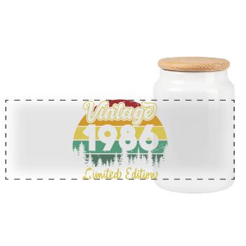 Vintage 1986 Vintage Cadeau d’anniversaire Rétro - Boîte à biscuits avec couvercle en bois - blanc - Devant
