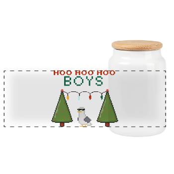 Pixel Seagull Les Garçons de Noël - Boîte à biscuits avec couvercle en bois - blanc - Devant