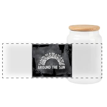 Around the Sun Grunge Bow - Panoramic Cookie Jar with Wooden Lid - white - Front