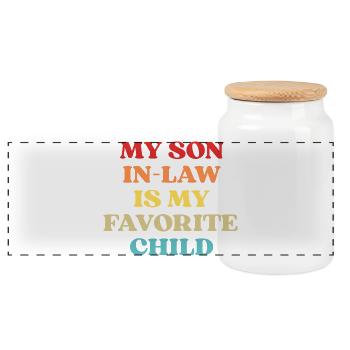 Funny Quote My Son In-Law Favorite Child - Boîte à biscuits avec couvercle en bois - blanc - Devant