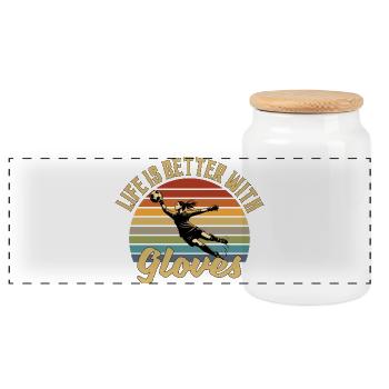 Gardien de but de football Retro Vintage - Boîte à biscuits avec couvercle en bois - blanc - Devant