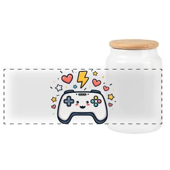 Kawaii Spielcontroller Funkelnd - Panorama Keksdose mit Holzdeckel - Weiß - Vorne