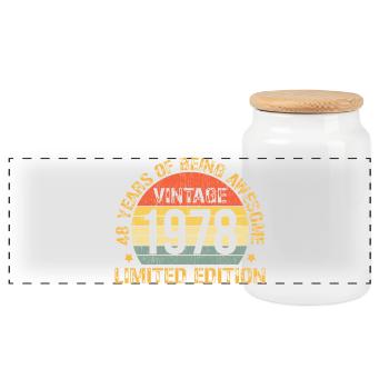 Vintage 1978 Limited Edition Geschenke zum 48. Geburtstag - Panorama Keksdose mit Holzdeckel - Weiß - Vorne