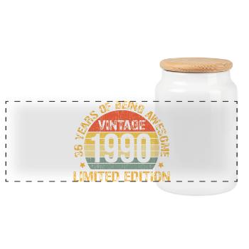 Vintage 1990's Birthday Motif Édition Limitée - Boîte à biscuits avec couvercle en bois - blanc - Devant