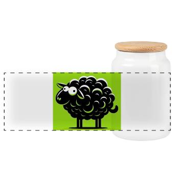 Black Sheep - Panoramic Cookie Jar with Wooden Lid - white - Front
