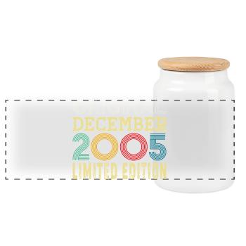 20 Year 20th Anniversary Gift Born December 2005 - Panoramic Cookie Jar with Wooden Lid - white - Front