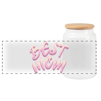 Meilleur lettrage rose de Maman - Boîte à biscuits avec couvercle en bois - blanc - Devant