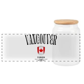 Souvenir Vancouver, Vancouver Canada - Panoramic Cookie Jar with Wooden Lid - white - Front
