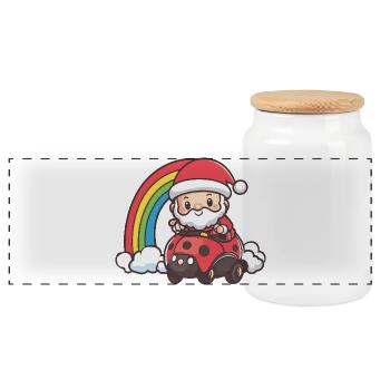 Marienkäfer Weihnachtsmann Weihnachten - Panorama Keksdose mit Holzdeckel - Weiß - Vorne