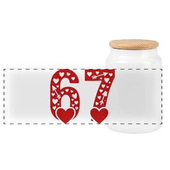 Valentinstag 6-7 Spaß 67 Nummer Valentinstag Sechs - Panorama Keksdose mit Holzdeckel - Weiß - Vorne