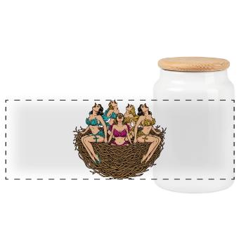 Tropical Nest Ladies in Bloom - Panoramic Cookie Jar with Wooden Lid - white - Front