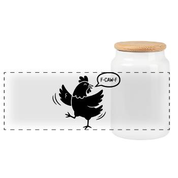 F-CAW-F Silhouette Huhn Illustration - Panorama Keksdose mit Holzdeckel - Weiß - Vorne