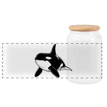 Killer whale - Panoramic Cookie Jar with Wooden Lid - white - Front