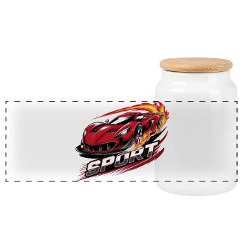 Voiture de sport - Boîte à biscuits avec couvercle en bois - blanc - Devant