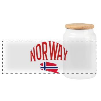 Norway - Panoramic Cookie Jar with Wooden Lid - white - Front