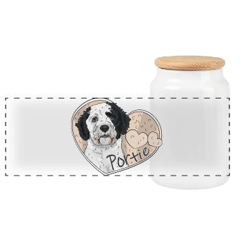 Portugiesischer Wasserhund - Portie - Panorama Keksdose mit Holzdeckel - Weiß - Vorne
