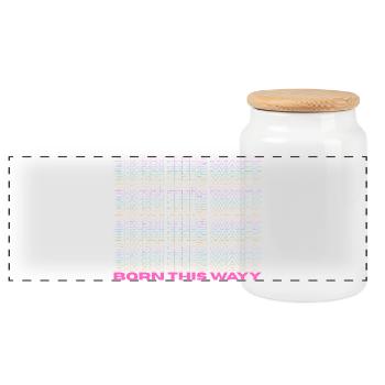 Pride / CSD / LGBTQ+ Design "Born this wayy" - Panorama Keksdose mit Holzdeckel - Weiß - Vorne