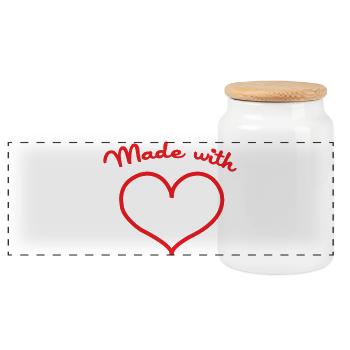 Made with Love - Baby - Baby Shower Gift - Panoramic Cookie Jar with Wooden Lid - white - Front