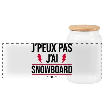 Ich kann nicht Snowboard Snowboard Humor - Panorama Keksdose mit Holzdeckel - Weiß - Vorne