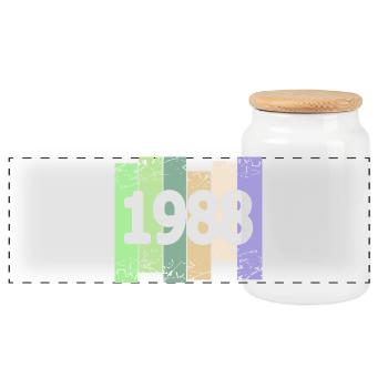 1988 - Panorama Keksdose mit Holzdeckel - Weiß - Vorne