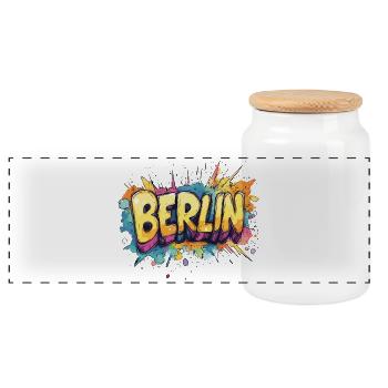 Berlin Graffiti Font Street Art Urban Style - Panoramic Cookie Jar with Wooden Lid - white - Front