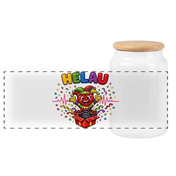 Herz Clown Helau Karneval Fasching lustig Geschenk - Panorama Keksdose mit Holzdeckel - Weiß - Vorne