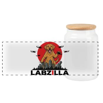 Labzilla – The Ultimate Giant Dog - Panoramic Cookie Jar with Wooden Lid - white - Front