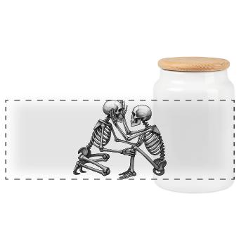 SKELETONS IN LOVE #4 - black & white - Boîte à biscuits avec couvercle en bois - blanc - Devant