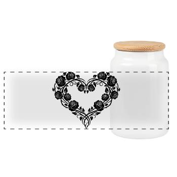 Ornement en forme de cœur de roses – Design floral romantique - Boîte à biscuits avec couvercle en bois - blanc - Devant